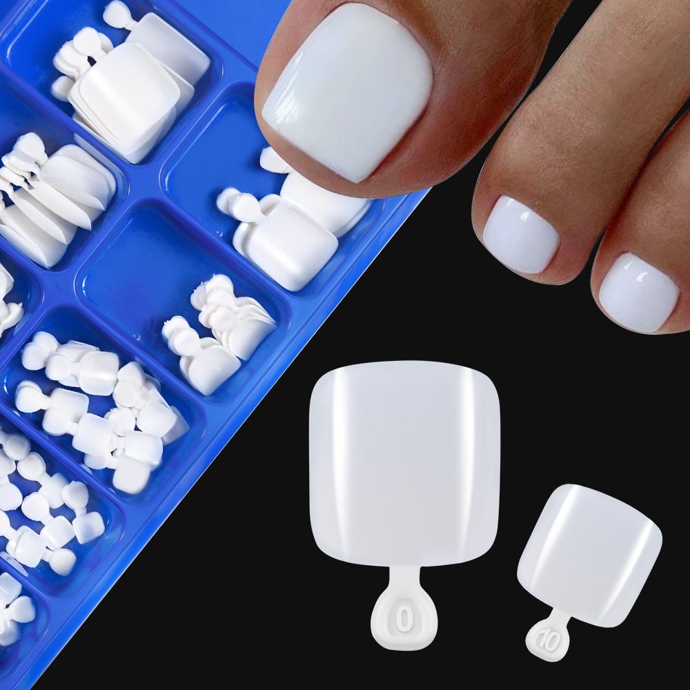 100 Pcs New white wearable toe nail art nail chip boxed 100 pieces full coverage pure color short toe nail tips