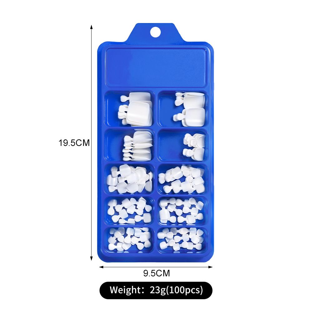 100 Pcs New white wearable toe nail art nail chip boxed 100 pieces full coverage pure color short toe nail tips