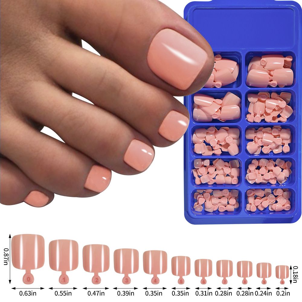 100 Pcs New white wearable toe nail art nail chip boxed 100 pieces full coverage pure color short toe nail tips