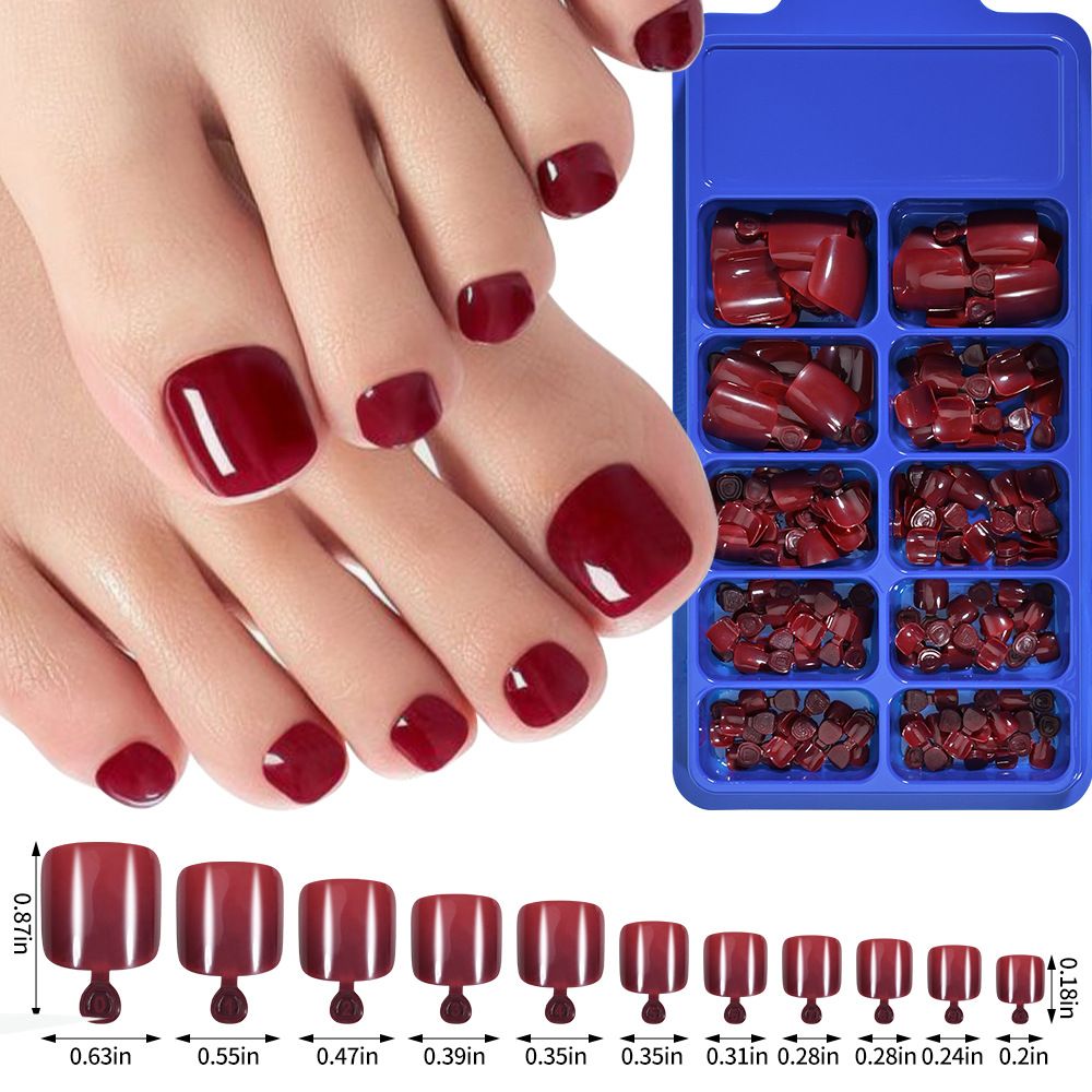 100 Pcs New white wearable toe nail art nail chip boxed 100 pieces full coverage pure color short toe nail tips