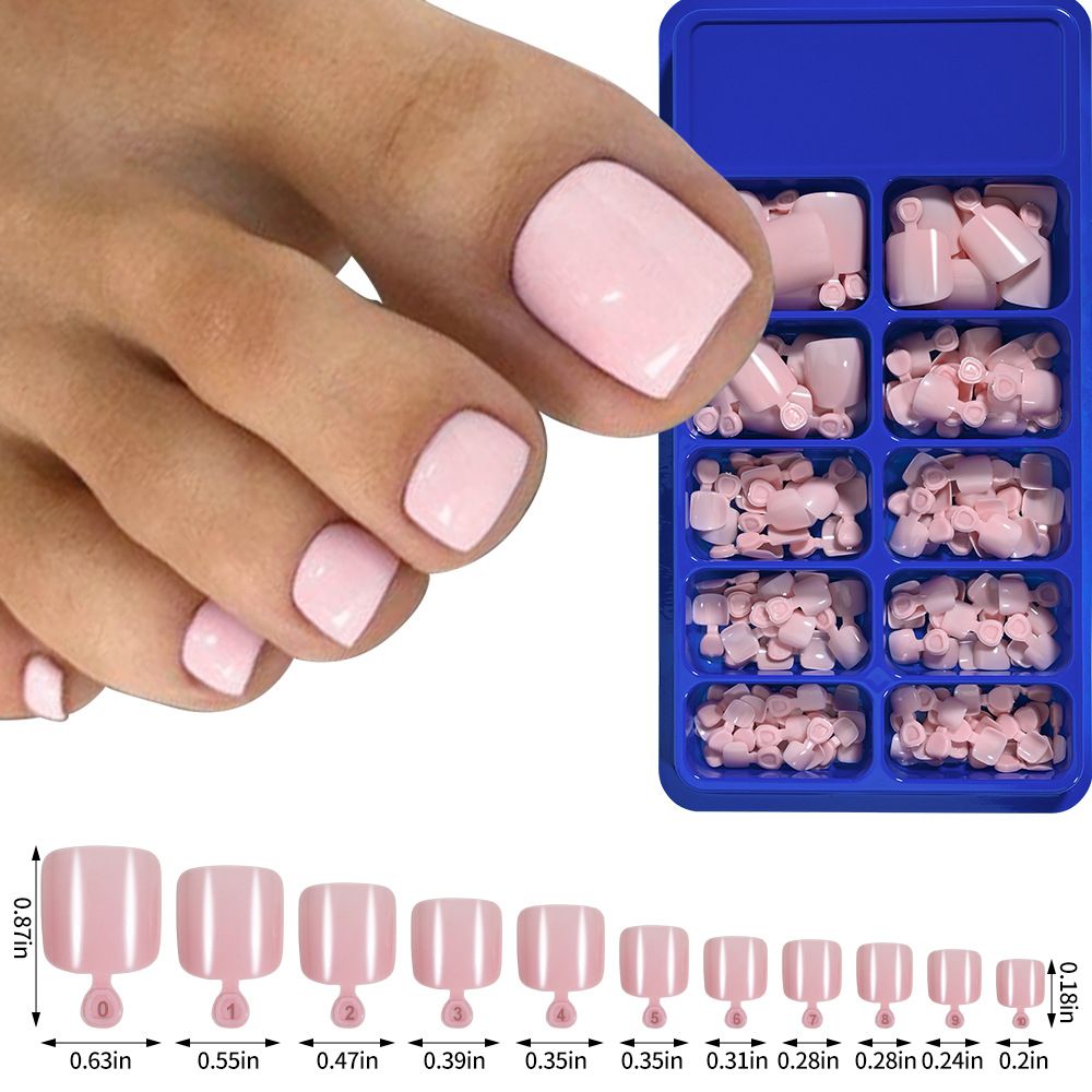 100 Pcs New white wearable toe nail art nail chip boxed 100 pieces full coverage pure color short toe nail tips