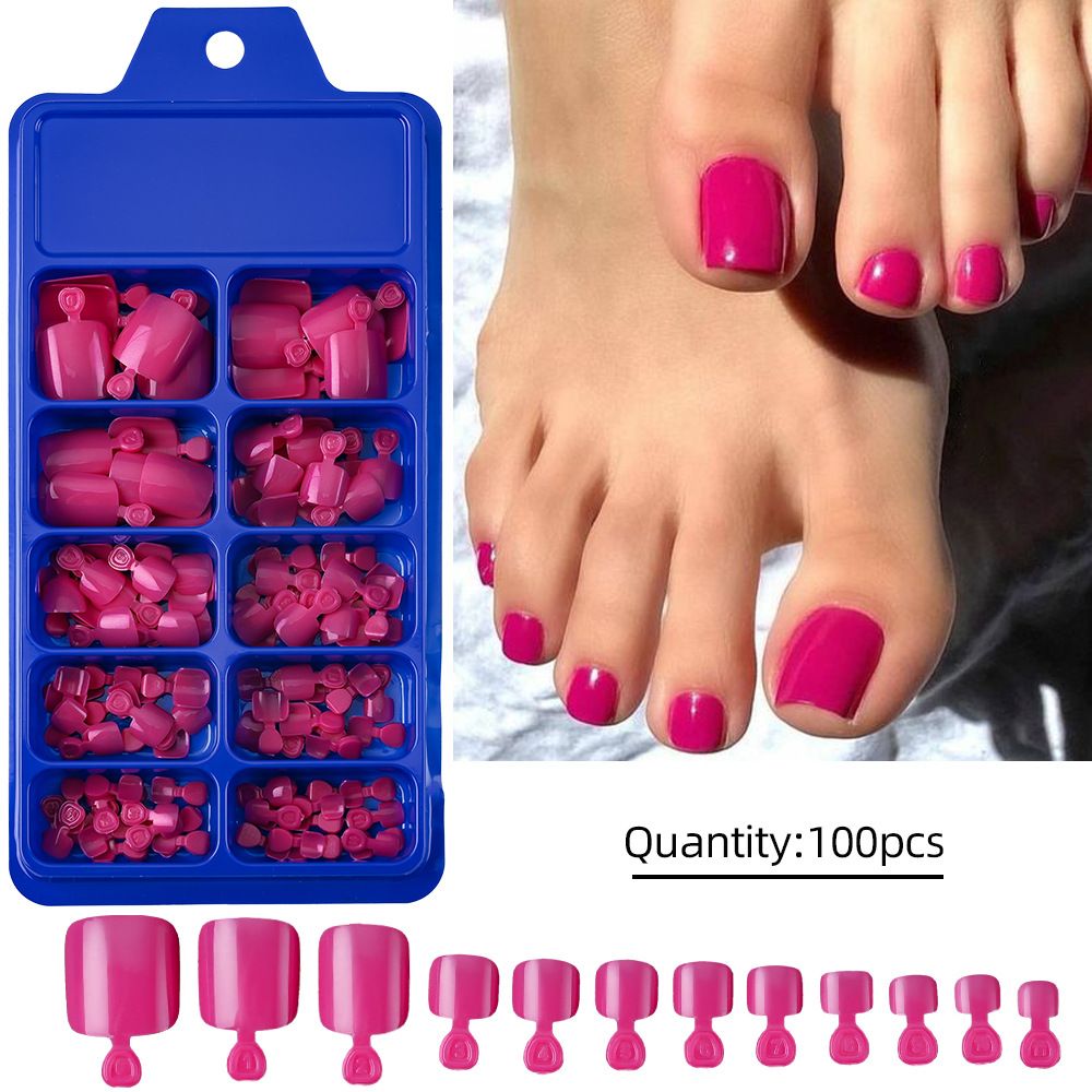 100 Pcs New white wearable toe nail art nail chip boxed 100 pieces full coverage pure color short toe nail tips