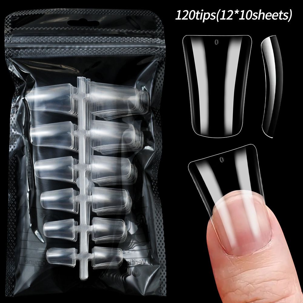 120 pieces of transparent duckbill nails  full-coverage nail art  irregular nails  popular in Europe and America  fan-shaped duckbill nails  artificial nails