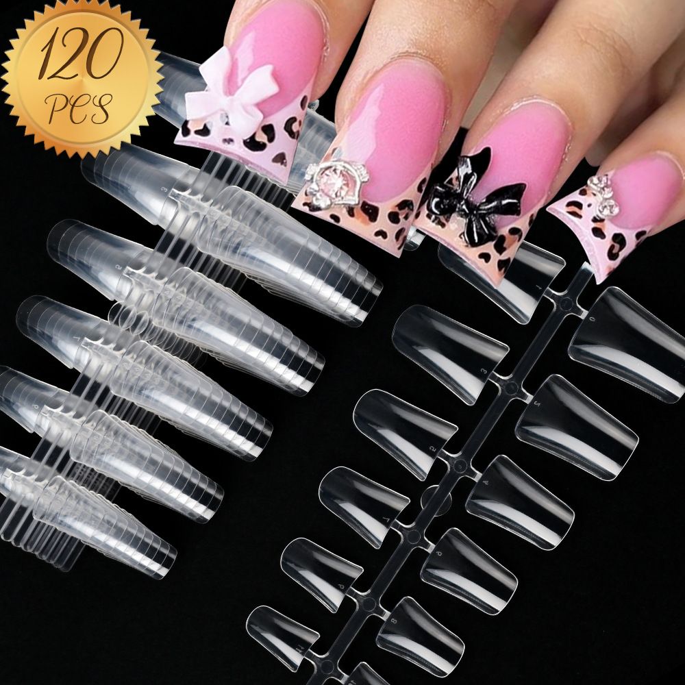 120 pieces of transparent duckbill nails  full-coverage nail art  irregular nails  popular in Europe and America  fan-shaped duckbill nails  artificial nails