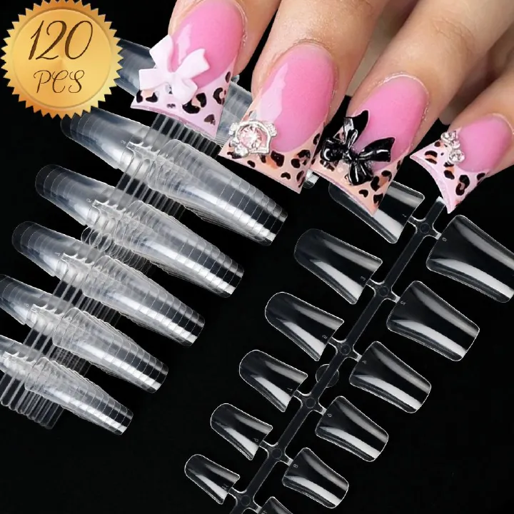 120 pieces of transparent duckbill nails  full-coverage nail art  irregular nails  popular in Europe and America  fan-shaped duckbill nails  artificial nails