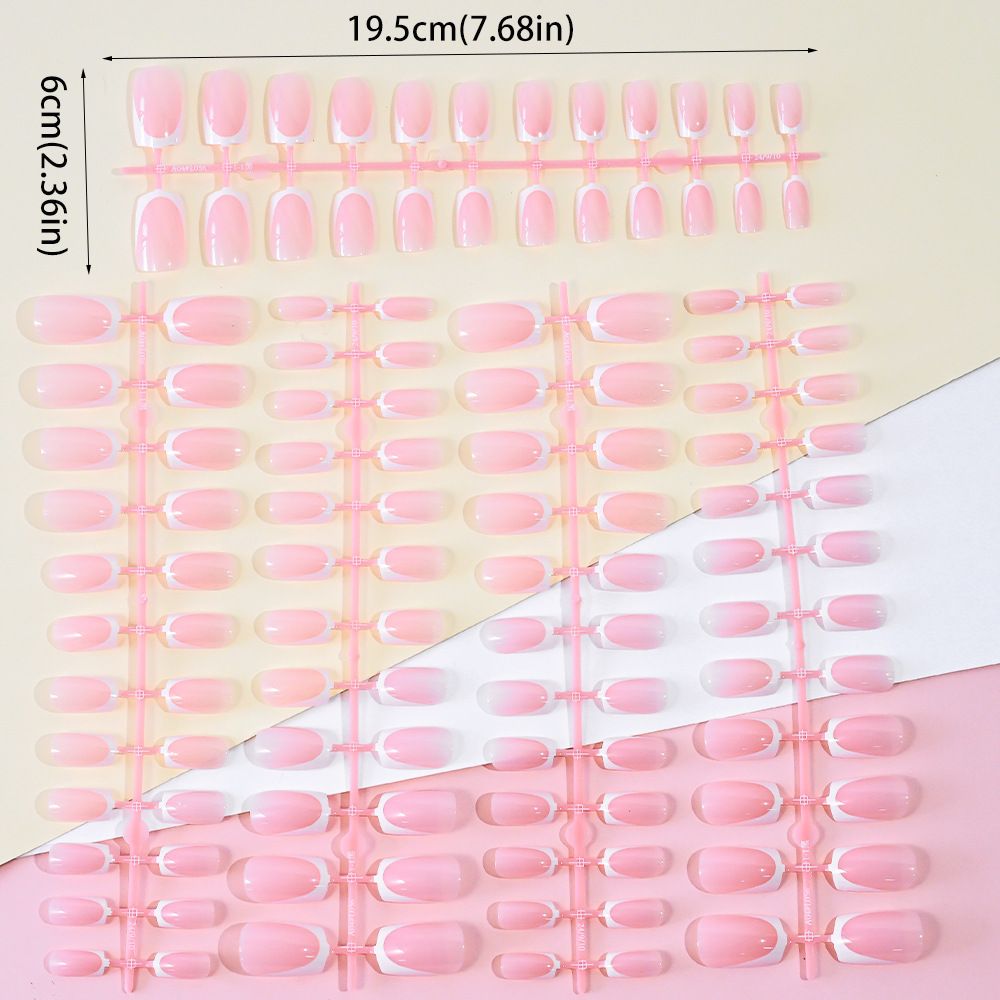 120 pieces of French white edged pink wearing party A's short high-end nail art nail pieces, detachable bag for fake nails