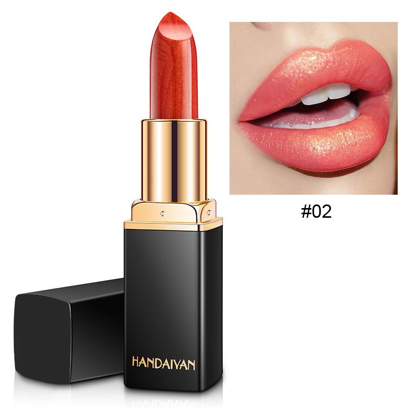 1 Pcs Temperature-changing lipstick  HANDAIYAN nine-color lipstick Mermaid Princess Shiny metal Pearlescent gold Changing color lipstick view 3
