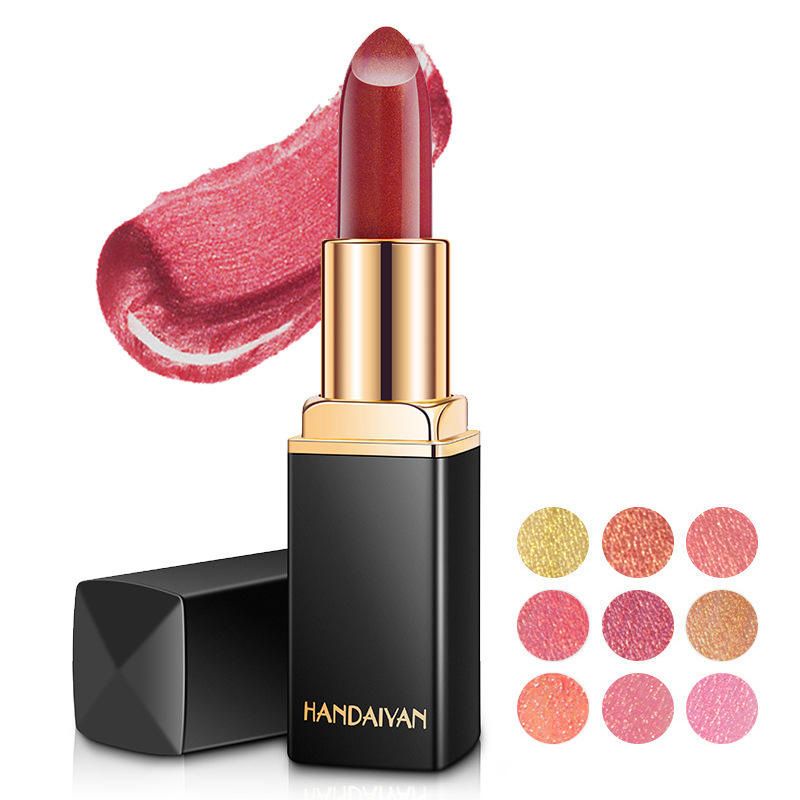 1 Pcs Temperature-changing lipstick  HANDAIYAN nine-color lipstick Mermaid Princess Shiny metal Pearlescent gold Changing color lipstick view 4