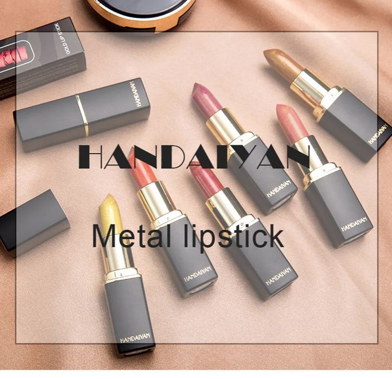 1 Pcs Temperature-changing lipstick  HANDAIYAN nine-color lipstick Mermaid Princess Shiny metal Pearlescent gold Changing color lipstick view 8