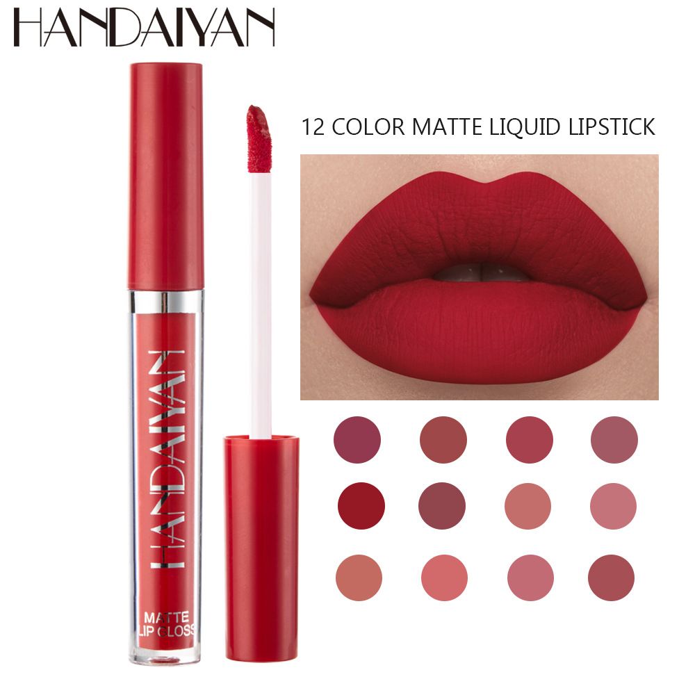 1 PCS HANDAIYAN 12-color matte lip gloss, liquid lipstick, long-lasting waterproof, non-staining cup lip color, matte lip gloss view 2