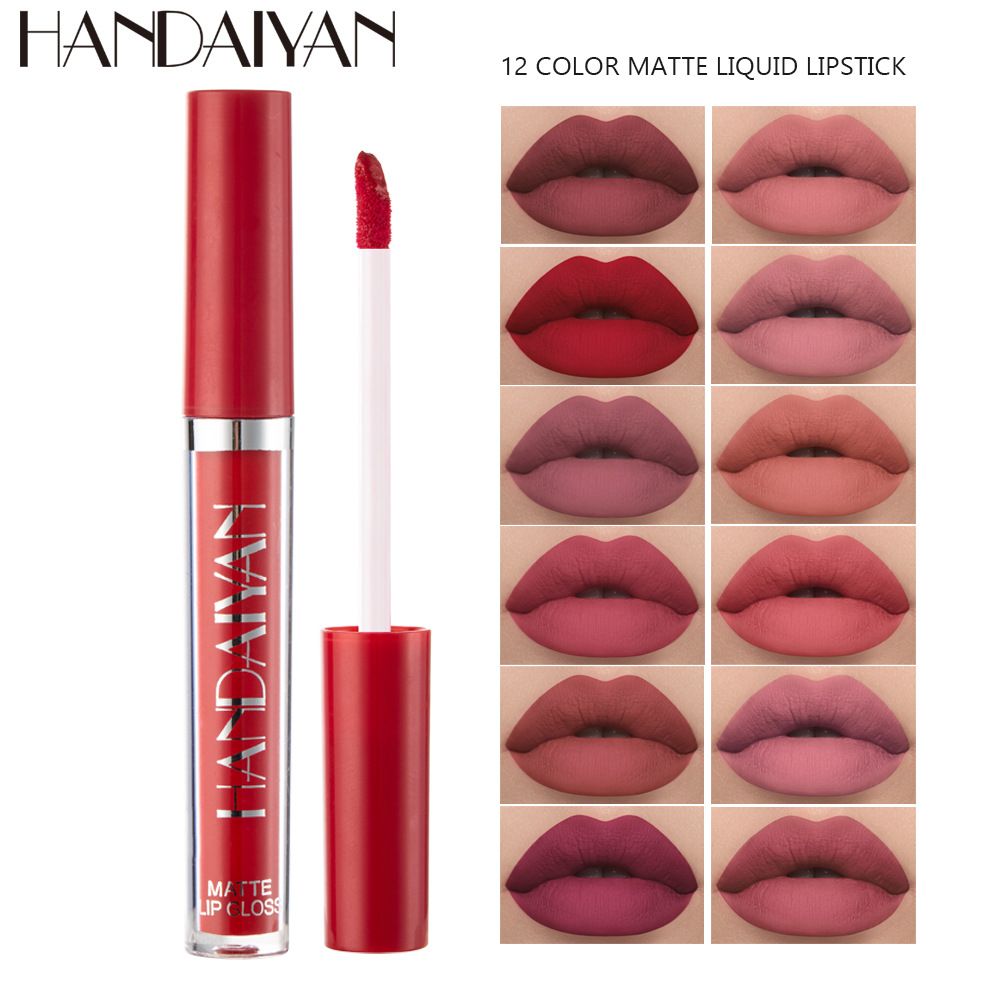 1 PCS HANDAIYAN 12-color matte lip gloss, liquid lipstick, long-lasting waterproof, non-staining cup lip color, matte lip gloss view 5