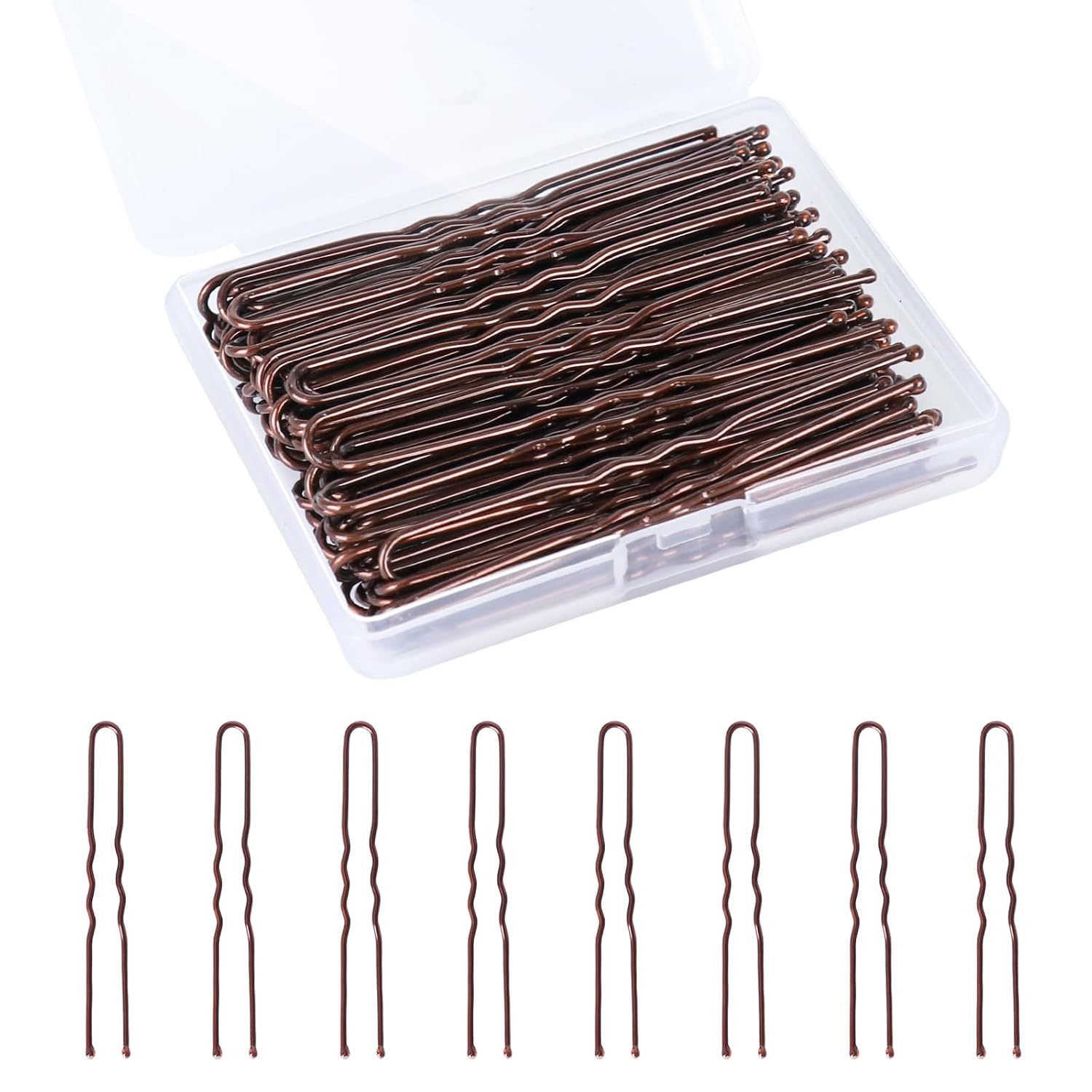 U Shaped Hair Pins, 100PCS 2.4inch Bun Hair Pins for Women Kids Girls Hairdressing Salon with Storage Box, for All Hair Types - Black