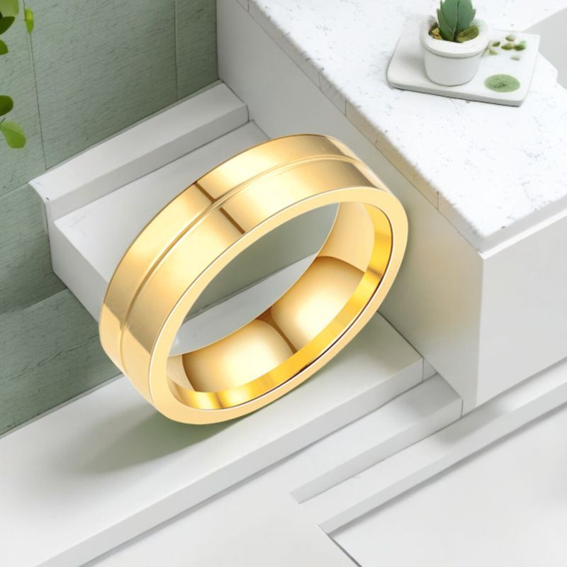 Hot Sale Stainless Steel Rhinestone Rings Simple Fashion Couple Rings for Women Men Trendy Jewelry