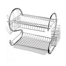 2 Layer Stainless Steel Dish Rack 2 Tier Kitchen Utensils Organizer