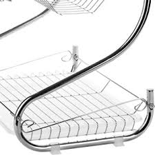 2 Layer Stainless Steel Dish Rack 2 Tier Kitchen Utensils Organizer