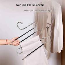 Space Saving - Non Slip Stainless Steel Multifunctional Pants Rack, Clothes Closet Storage Organizer for Pants Jeans Trousers Scarf Hanger