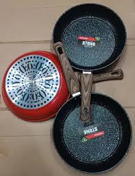 Stone PAN 24CM AND 26 CM Granite Heavy Duty Stone Nonstick Frying Pan, Enhances a healthy lifestyle as it does not require a lot of oil in making your me