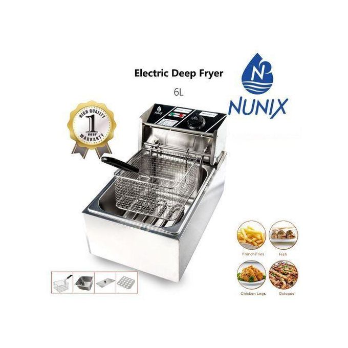 Nunix 6L Single Electric & Stainless Steel Deep Fryer for Chips