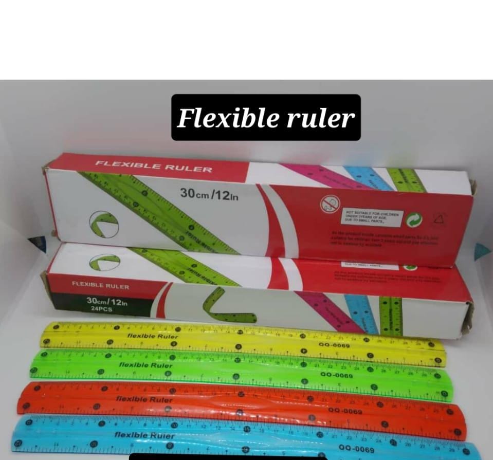 ❤️‍School Ruler 30cm-5pcs 💫.This Ruler has been carefully designed to ensure flexibility and rigidity can be used in the same line. It is marked in cm (centimeters) along the top and inches along the
