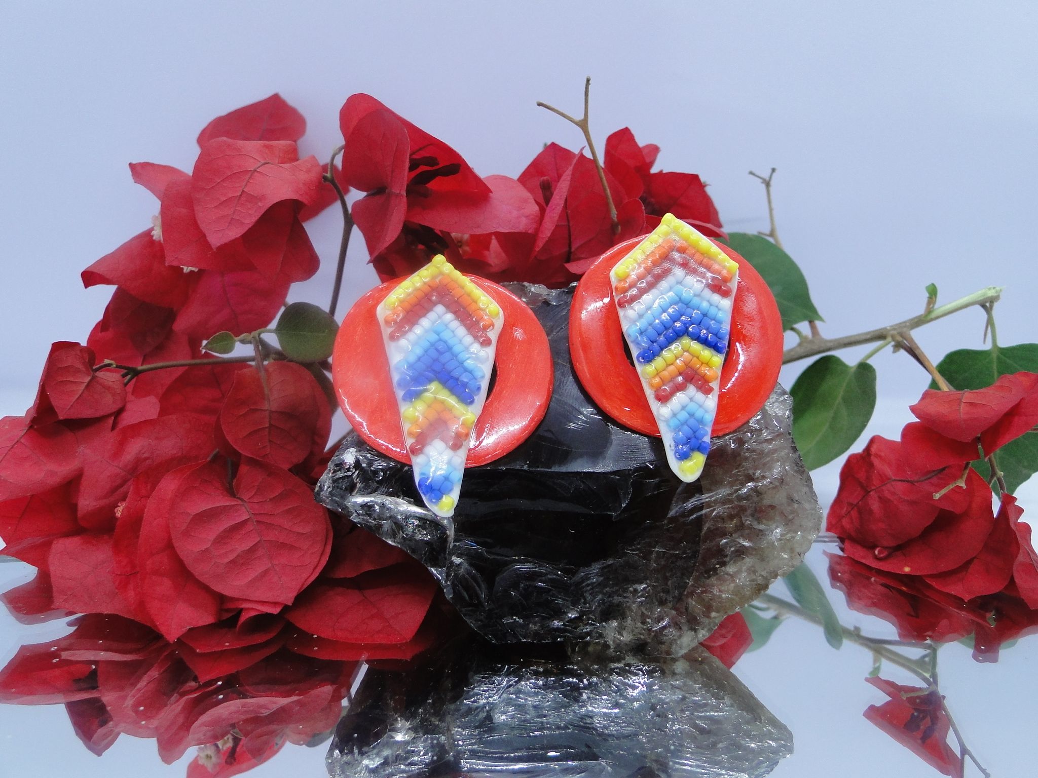 Handmade Clay and Maasai Beads Earrings
