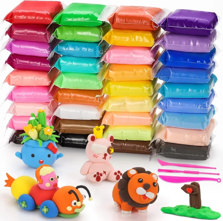The Warehouse Color Air Dry Clay Set – Non-Toxic, Soft & Lightweight DIY Modeling Clay for Kids, Schools, Daycare,Crafters & jewelry makers