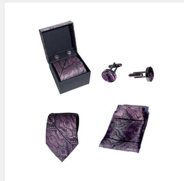 5 pieces of Elegant Men’s 3 in 1 Tie Gift Set Tie, Pocket Square & Cufflinks Premium Fabric Box Clearance Offer