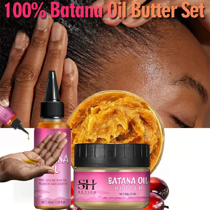 SEVICH 60g Batana Oil Butter 40ml Pure Batana Oil For Hair Growth Treating Hair Loss Anti-Breakage Hair Mask For Men & Women African Traction Alopecia Treatment Beauty Health Hair Care Products