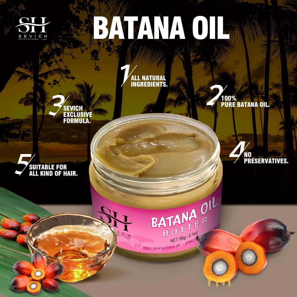 SEVICH 60g Batana Oil Butter 40ml Pure Batana Oil For Hair Growth Treating Hair Loss Anti-Breakage Hair Mask For Men & Women African Traction Alopecia Treatment Beauty Health Hair Care Products