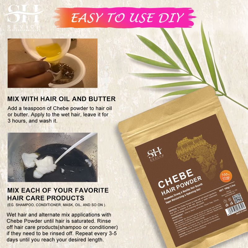 SEVICH Chebe Powder 100g African Traction Alopecia Chebe Powder Essence Edges Anti Hair Loss Treatment Anti-Breakage Essential Serum Regrowth Thicken Oils Hair Care Beauty Health Products