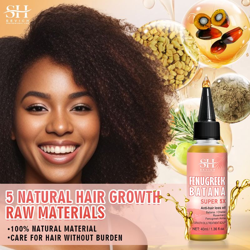 SEVICH Super 5x Batana Oil For Hair Growth Africa Traction Alopecia Treatment Chebe Powder Oil Rosemary Treatment Prevent Hair Loss Serum Essence Liquid Fenugreek Fast Regrowth Thicken Oil Hair Care
