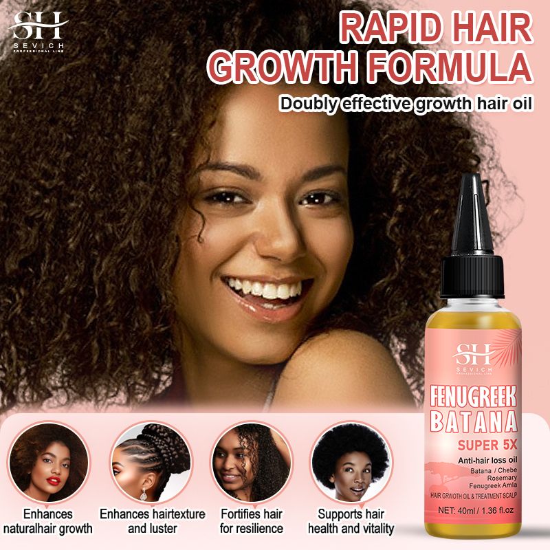 SEVICH Super 5x Batana Oil For Hair Growth Africa Traction Alopecia Treatment Chebe Powder Oil Rosemary Treatment Prevent Hair Loss Serum Essence Liquid Fenugreek Fast Regrowth Thicken Oil Hair Care