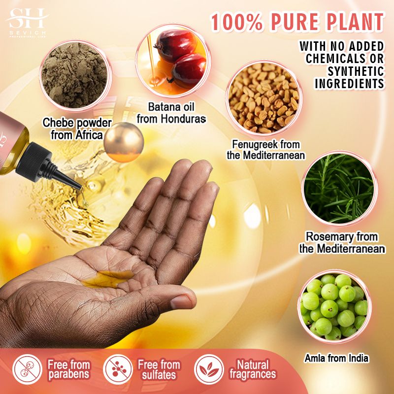 SEVICH Super 5x Batana Oil For Hair Growth Africa Traction Alopecia Treatment Chebe Powder Oil Rosemary Treatment Prevent Hair Loss Serum Essence Liquid Fenugreek Fast Regrowth Thicken Oil Hair Care