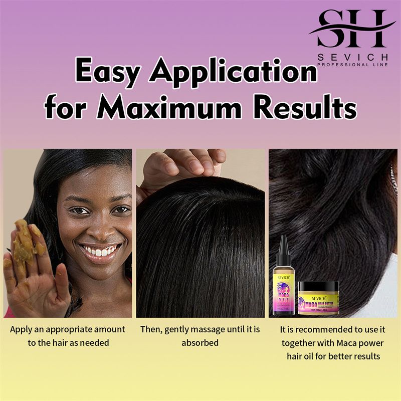 SEVICH Hair Growth Set 40ml Maca Power Hair Growth Oil 120g Maca Powder Butter Hair Mask Castor Oil Maca Root Hair Oil Keratin Anti Hair Loss Hair Care Anti Hair Break Strengthener Treatment Serum