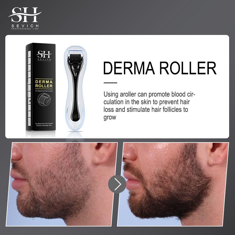SEVICH Men Beard Growth Roller Set 30ml Men's Beard Growth Essence Nourishing Enhancer Oil Hairy Face Grow Mustache Facial Chest Hair Natural Men Beard Oil Bald Hair Treatment Oil Spray Beard Care
