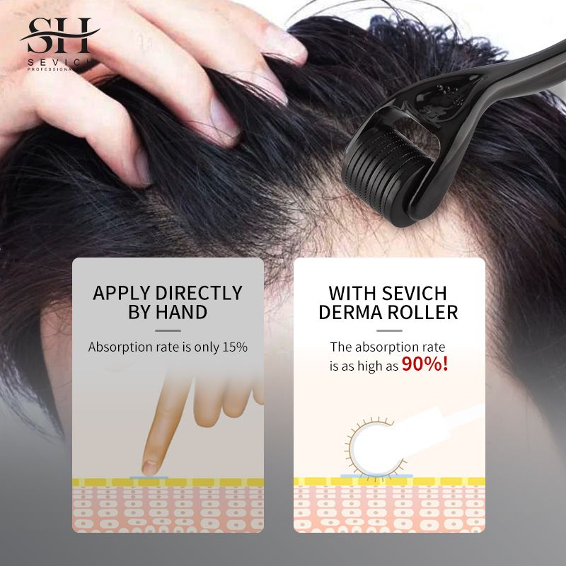 SEVICH Men Beard Growth Roller Set 30ml Men's Beard Growth Essence Nourishing Enhancer Oil Hairy Face Grow Mustache Facial Chest Hair Natural Men Beard Oil Bald Hair Treatment Oil Spray Beard Care