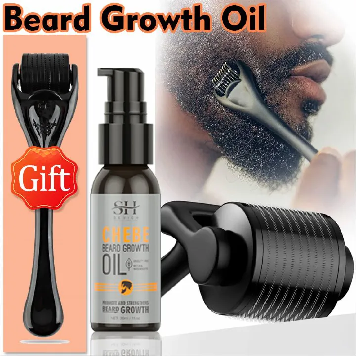 SEVICH Men Beard Growth Roller Set 30ml Men's Beard Growth Essence Nourishing Enhancer Oil Hairy Face Grow Mustache Facial Chest Hair Natural Men Beard Oil Bald Hair Treatment Oil Spray Beard Care