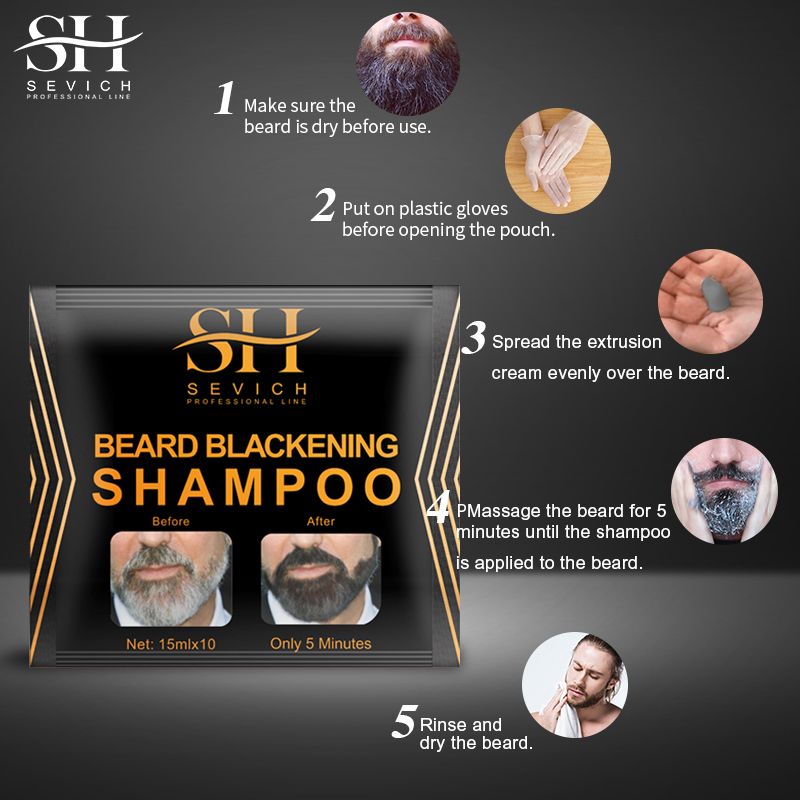 SEVICH Instant Black Beard Dye Shampoo 5 Minutes Men Beard Coloring Dye Natural Temporary Blackening Moustache Shampoo Plant-Based Instant Hair Dye Cream Hair Dyeing Shampoo Beard Care Product