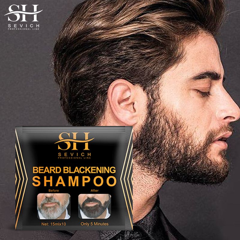 SEVICH Instant Black Beard Dye Shampoo 5 Minutes Men Beard Coloring Dye Natural Temporary Blackening Moustache Shampoo Plant-Based Instant Hair Dye Cream Hair Dyeing Shampoo Beard Care Product