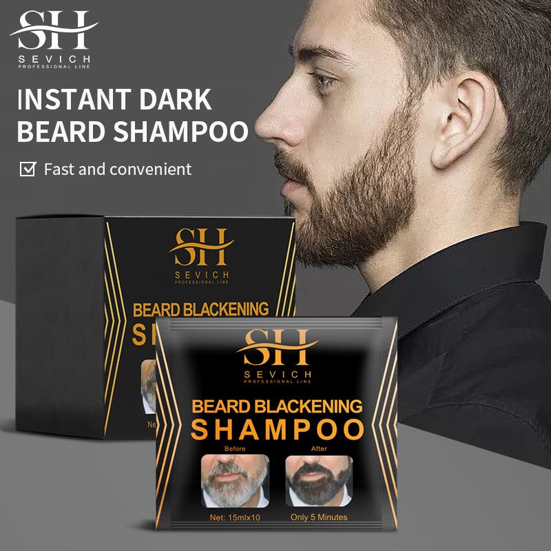 SEVICH Instant Black Beard Dye Shampoo 5 Minutes Men Beard Coloring Dye Natural Temporary Blackening Moustache Shampoo Plant-Based Instant Hair Dye Cream Hair Dyeing Shampoo Beard Care Product