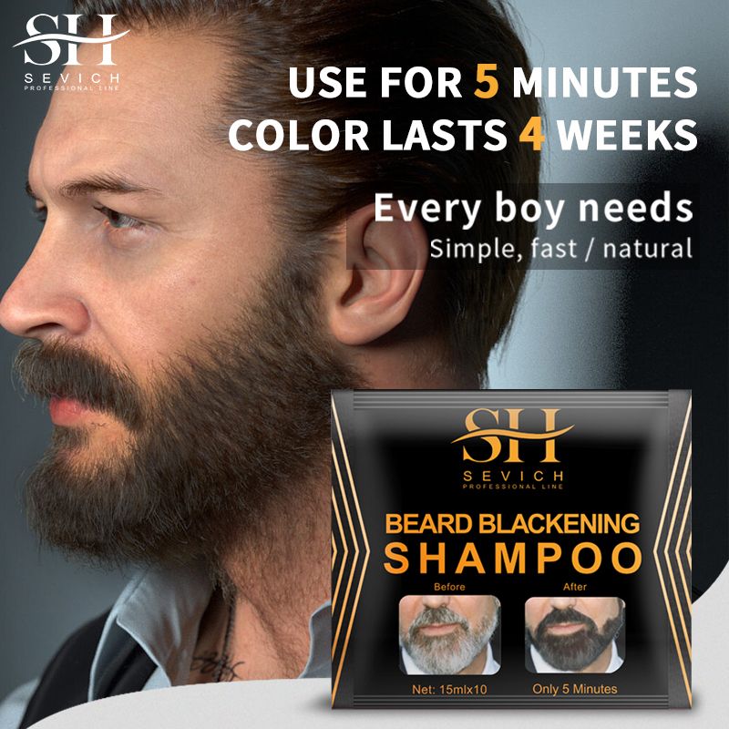 SEVICH Instant Black Beard Dye Shampoo 5 Minutes Men Beard Coloring Dye Natural Temporary Blackening Moustache Shampoo Plant-Based Instant Hair Dye Cream Hair Dyeing Shampoo Beard Care Product