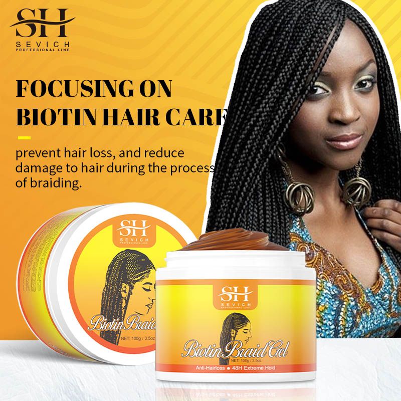 SEVICH Hair Styling Braiding Gel 100g African Edges Control Hair Shaping Cream Traction Alopecia Biotin Anti Break Hair Wax Twist Gel Dreadlock Pomades Prevent Hair Loss Hair Styling Cream
