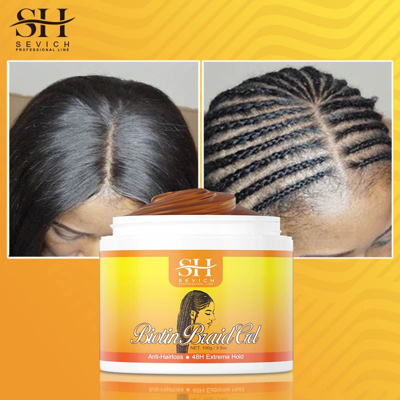SEVICH Hair Styling Braiding Gel 100g African Edges Control Hair Shaping Cream Traction Alopecia Biotin Anti Break Hair Wax Twist Gel Dreadlock Pomades Prevent Hair Loss Hair Styling Cream