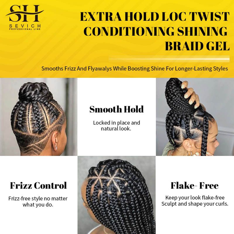 SEVICH Hair Styling Braiding Gel 100g African Edges Control Hair Shaping Cream Traction Alopecia Biotin Anti Break Hair Wax Twist Gel Dreadlock Pomades Prevent Hair Loss Hair Styling Cream