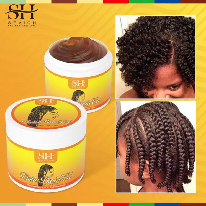 SEVICH Hair Styling Braiding Gel 100g African Edges Control Hair Shaping Cream Traction Alopecia Biotin Anti Break Hair Wax Twist Gel Dreadlock Pomades Prevent Hair Loss Hair Styling Cream