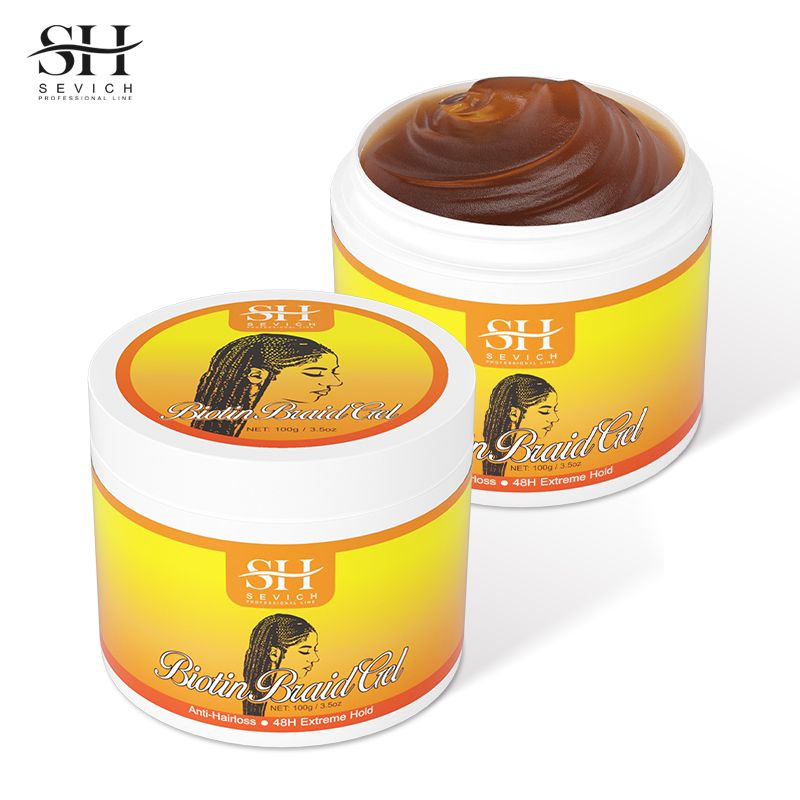 SEVICH Hair Styling Braiding Gel 100g African Edges Control Hair Shaping Cream Traction Alopecia Biotin Anti Break Hair Wax Twist Gel Dreadlock Pomades Prevent Hair Loss Hair Styling Cream