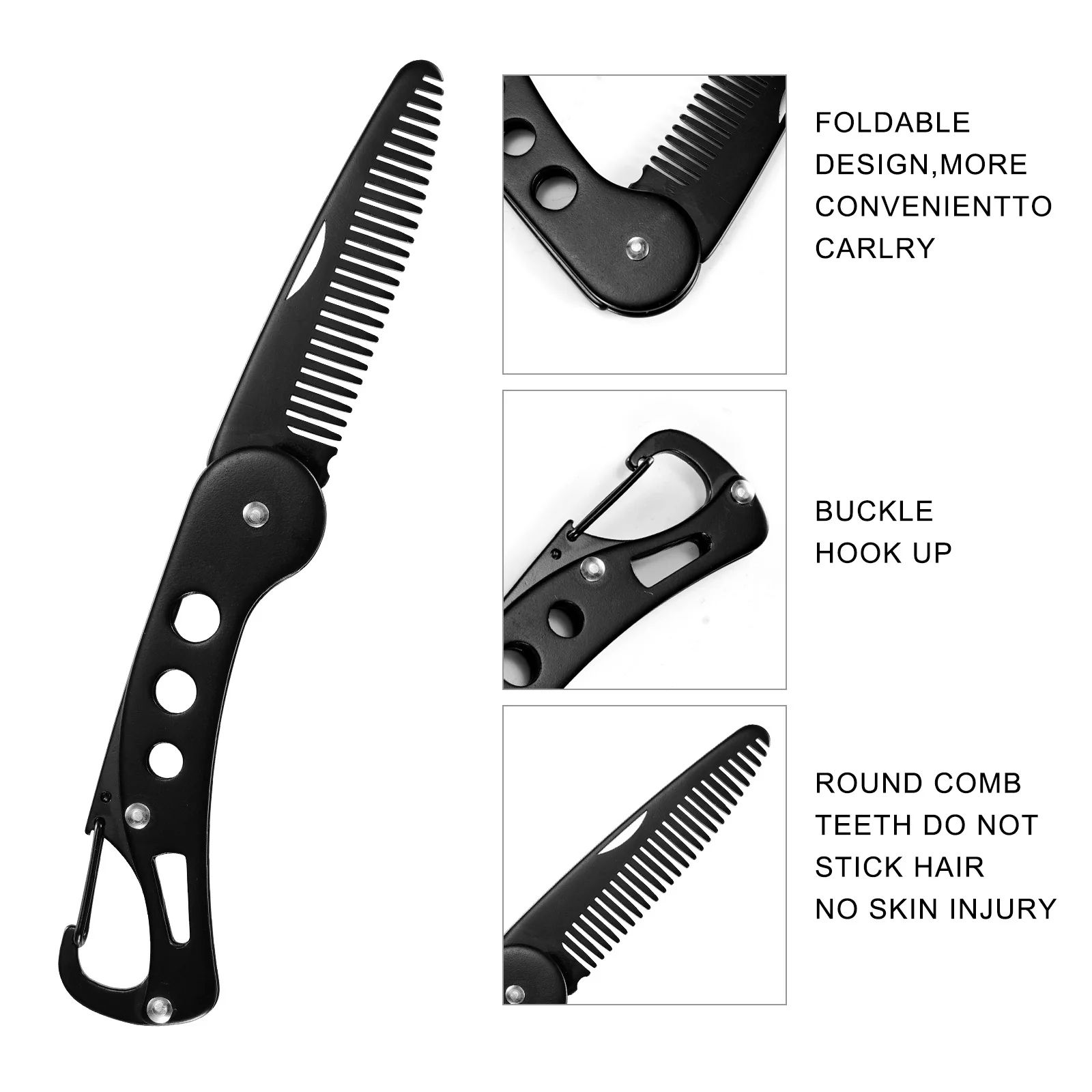 Metal Folding Beard Comb Beard Growth Essential Oil Rosemary Facial Hair Growth Liquid Man Beard Modifier Styling Toolproduct