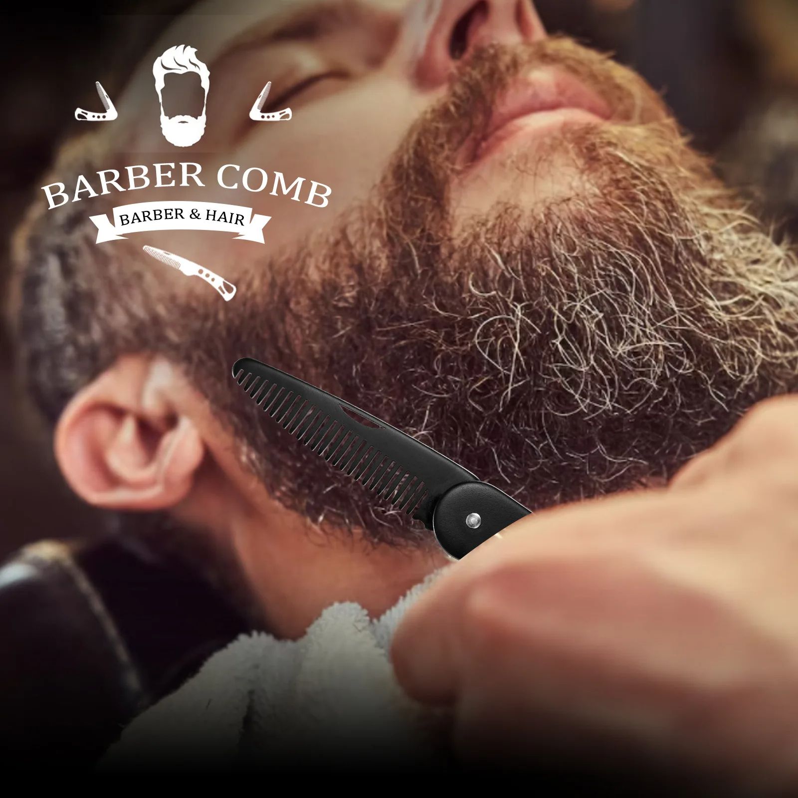 Metal Folding Beard Comb Beard Growth Essential Oil Rosemary Facial Hair Growth Liquid Man Beard Modifier Styling Toolproduct