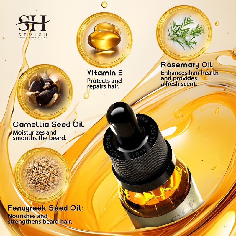 Metal Folding Beard Comb Beard Growth Essential Oil Rosemary Facial Hair Growth Liquid Man Beard Modifier Styling Toolproduct