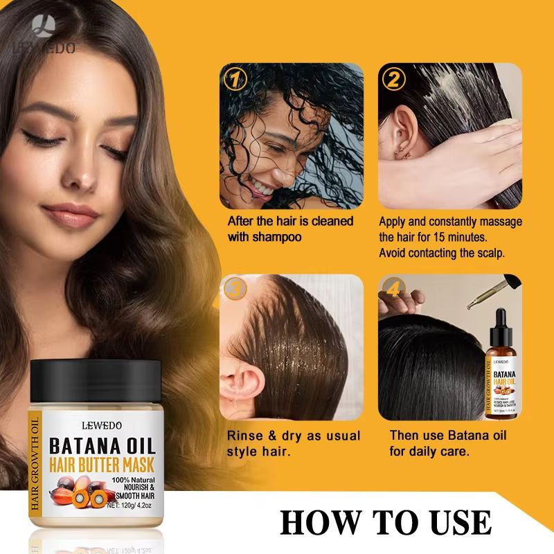 LEWEDO 100% Pure Batana Oil Africa Crazy Traction Alopecia Batana Hair Growth Oil Anti Hair Break Hair Treatment Hair Mask Hair Loss Treatment Hair Regrowth Spray Prevents Hair Loss Hair Care Products