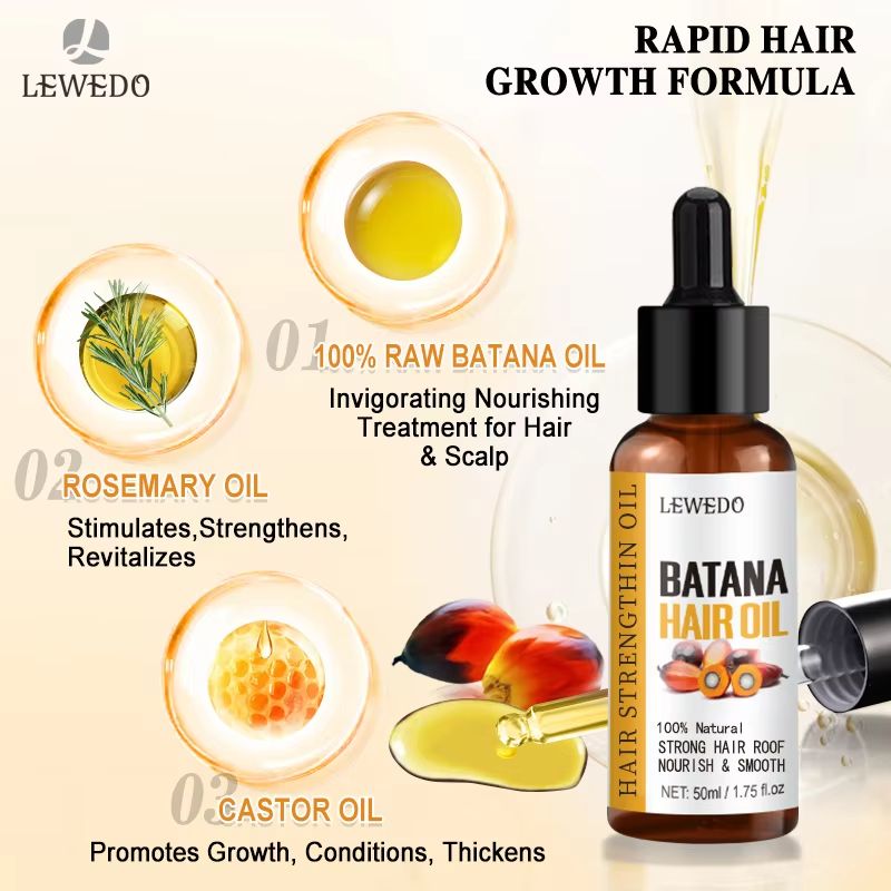 LEWEDO 100% Pure Batana Oil Africa Crazy Traction Alopecia Batana Hair Growth Oil Anti Hair Break Hair Treatment Hair Mask Hair Loss Treatment Hair Regrowth Spray Prevents Hair Loss Hair Care Products